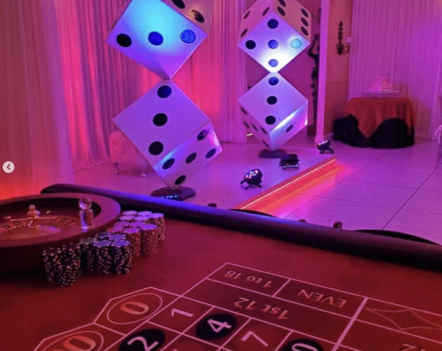 DICE Stand 007 Red Entrance rental Casino Royale Themed Decorations rental and Props - Fun Event Party Kings in Vancouver BC. James bond party decorations | bond red crpet entrance 007 casino party rental hire...